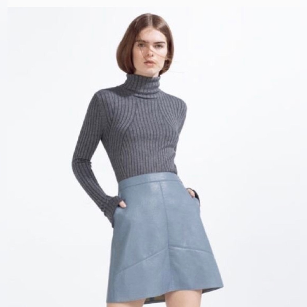 Blue Zara Pleather Skirt
